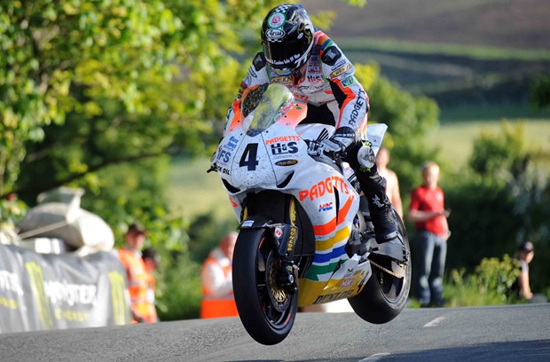 Ian Hutchinson at Ballaugh Bridge during Tuesday evening's practice session